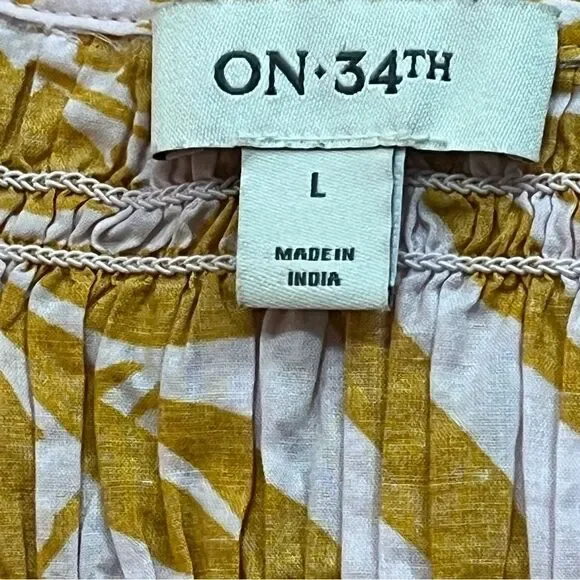 On 34th Cap Sleeve Tropical Peplum Top Pink Yellow Size Large for Macy's - Picture 7 of 9